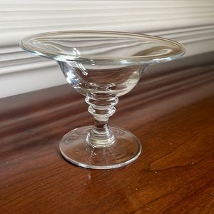 Small Glass Footed Candy Trinket Dish or Decorative Piece, 5 3/4” Diameter